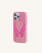 Coque de téléphone Ailes d'Ange en Cristaux Artificiels - Rose