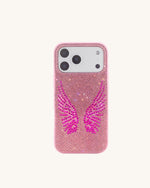 Coque de téléphone Ailes d'Ange en Cristaux Artificiels - Rose