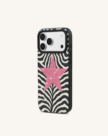 Coque de téléphone étoile zébrée - Noir