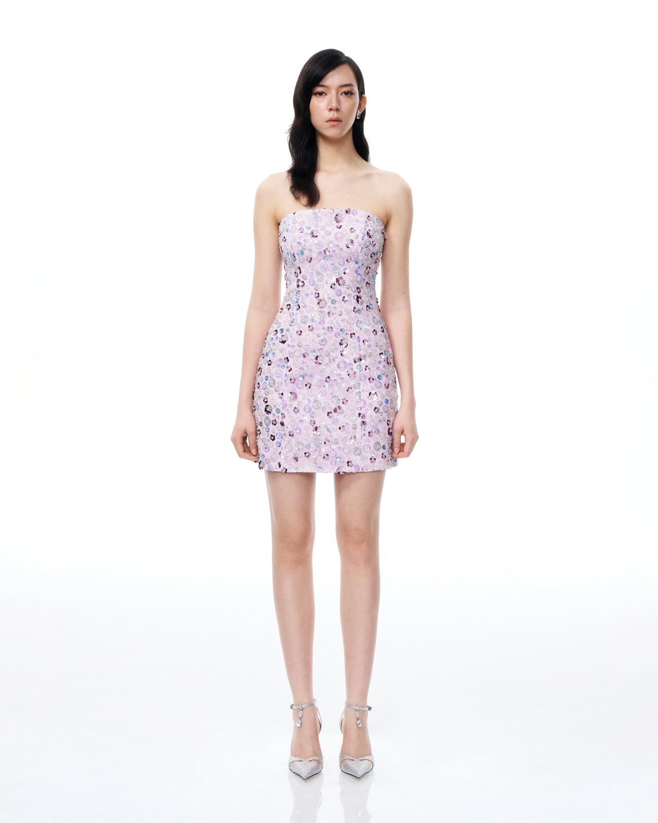 Robe mini Esme brodée de sequins floraux – Violet