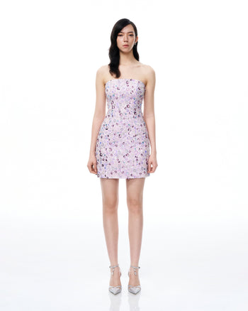 Robe mini Esme brodée de sequins floraux – Violet