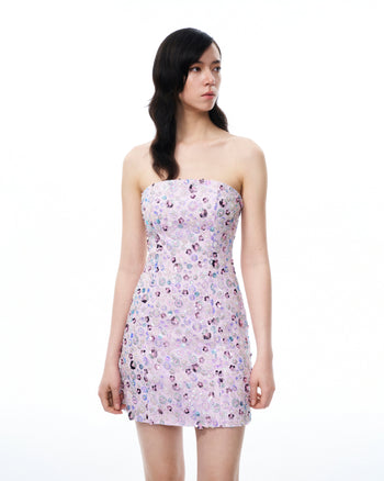 Robe mini Esme brodée de sequins floraux – Violet