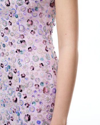 Robe mini Esme brodée de sequins floraux – Violet