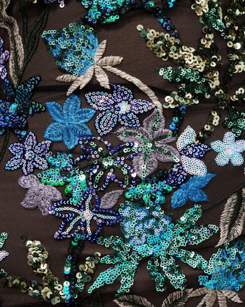 Robe à sequins floraux Isadora – Noir multicolore