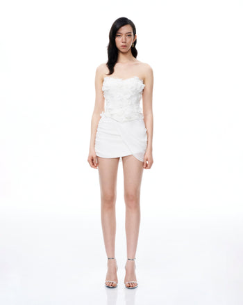 Costume mini Juniper à fleurs 3D – Blanc