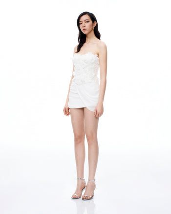 Costume mini Juniper à fleurs 3D – Blanc