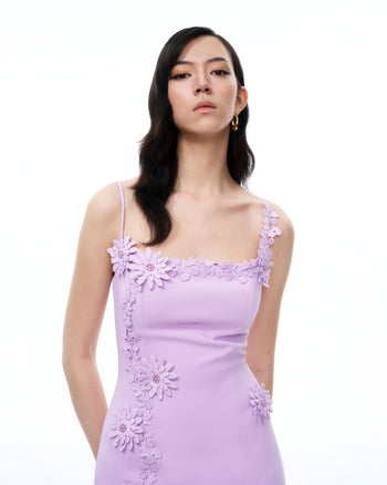 Robe mini Mirabelle à fleurs 3D – Violet