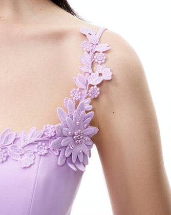 Robe mini Mirabelle à fleurs 3D – Violet
