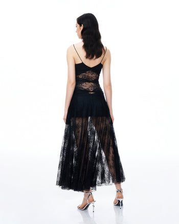 Robe en dentelle florale Indigo – Noire