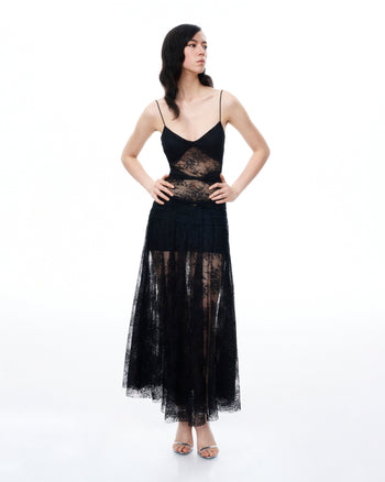 Robe en dentelle florale Indigo – Noire