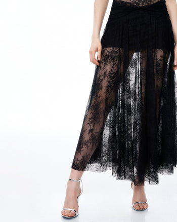 Robe en dentelle florale Indigo – Noire