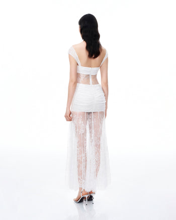 Robe en dentelle florale 3D Fiorentina – Blanche