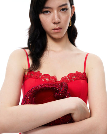 Robe mini en dentelle Calypso – Rouge
