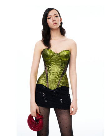 Corset Serenade en dentelle florale – Vert