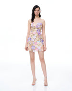 Robe courte brodée à fleurs Amelie – Multicolore pastel