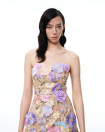 Robe courte brodée à fleurs Amelie – Multicolore pastel