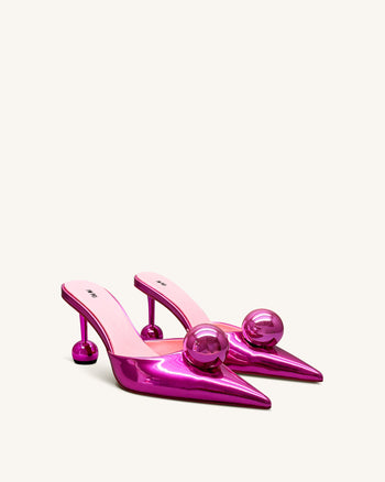 Mules à Talon Sphère Sofia - Rouge Rosé