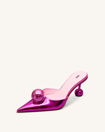 Mules à Talon Sphère Sofia - Rouge Rosé