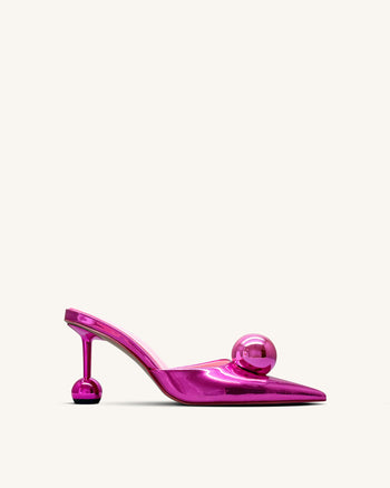 Mules à Talon Sphère Sofia - Rouge Rosé
