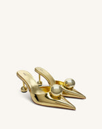 Sofia Mules à talon sphérique – Doré