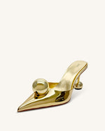 Sofia Mules à talon sphérique – Doré