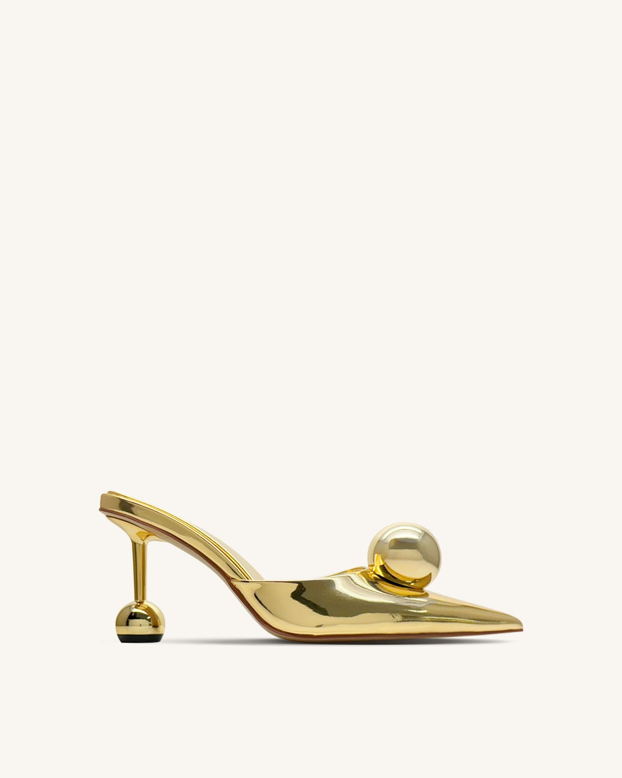 Sofia Mules à talon sphérique – Doré
