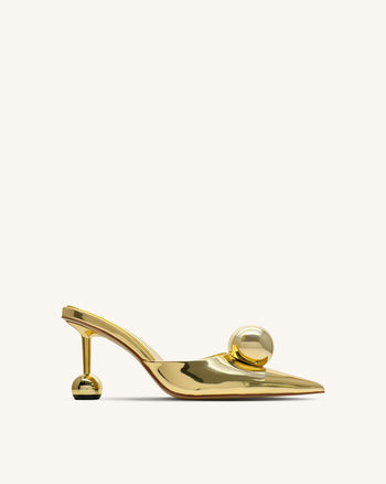 Sofia Mules à talon sphérique – Doré