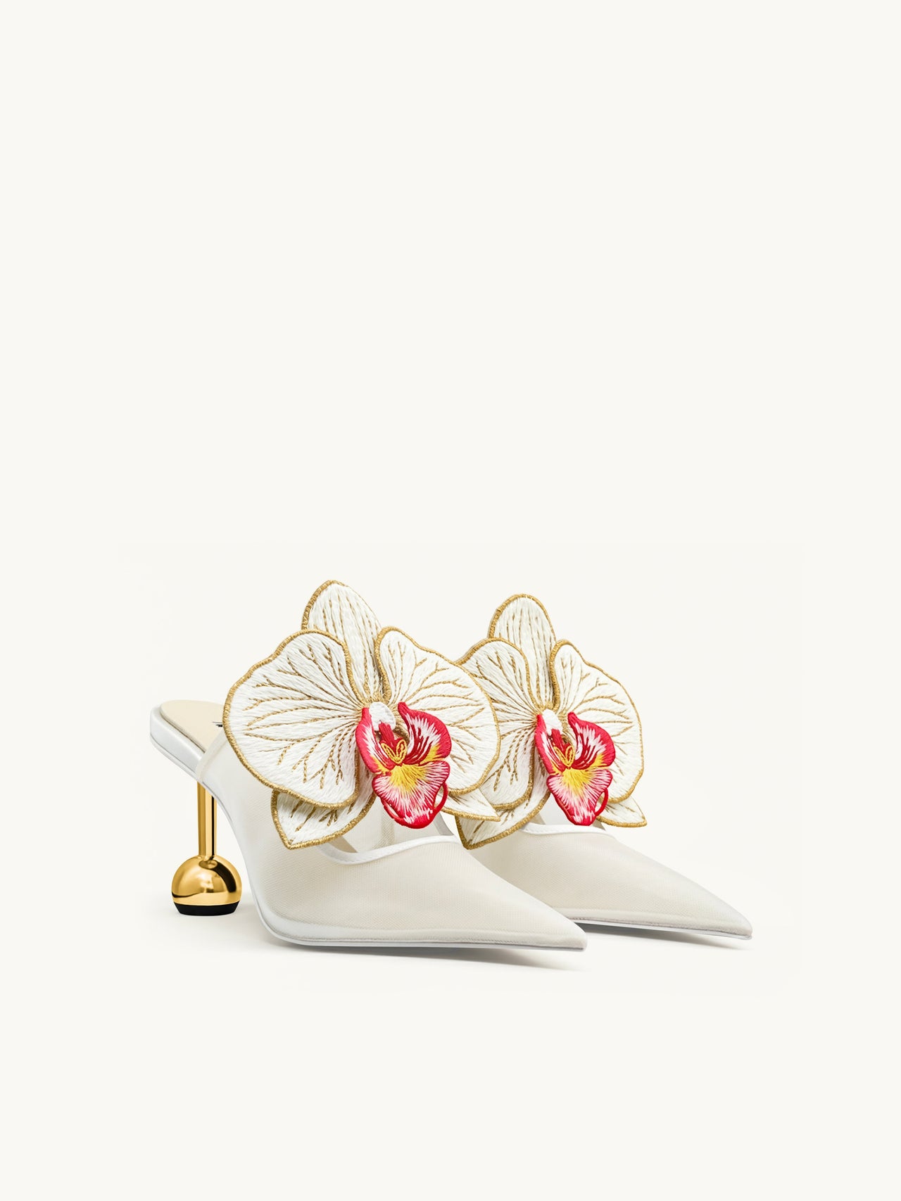 Sofia Mules à talons sphériques Orchidée - Blanc