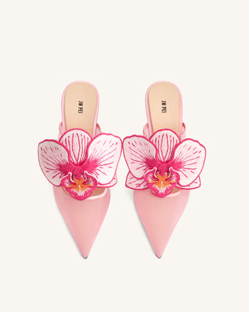 Sofia Mules à talons sphère orchidée - Rose