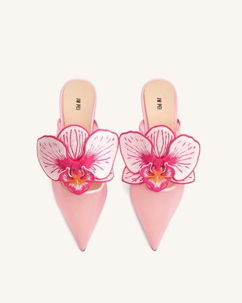 Sofia Mules à talons sphère orchidée - Rose