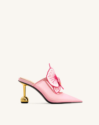 Sofia Mules à talons sphère orchidée - Rose