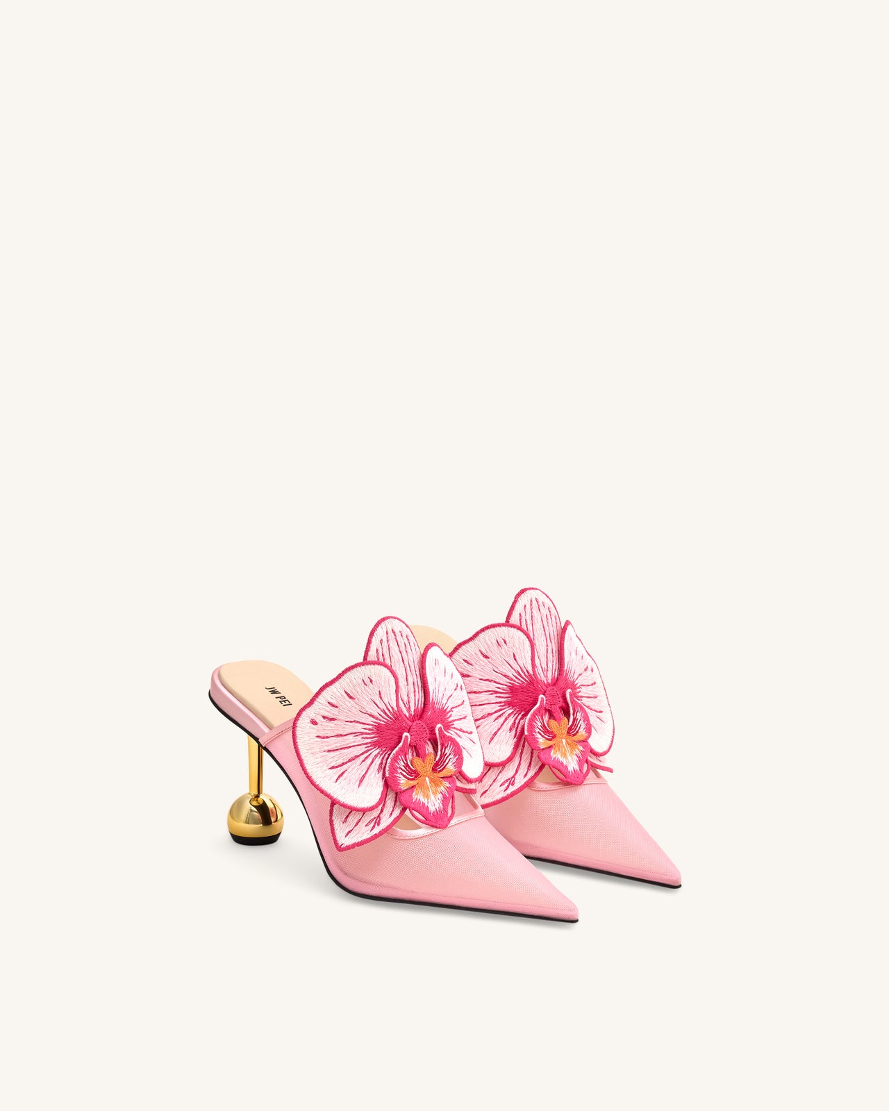 Sofia Mules à talons sphère orchidée - Rose