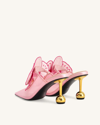 Sofia Mules à talons sphère orchidée - Rose