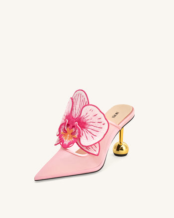 Sofia Mules à talons sphère orchidée - Rose