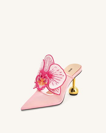 Sofia Mules à talons sphère orchidée - Rose
