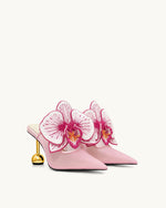 Sofia Mules à talons sphère orchidée - Rose