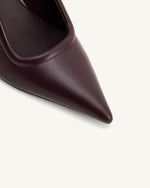 Sofia Mules à Talon Sphérique avec Accent Métallique - Bordeaux Profond