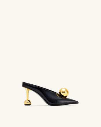 Sofia Mules à Talon Angulaire - Noir & Or