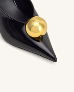 Sofia Mules à Talon Angulaire - Noir & Or