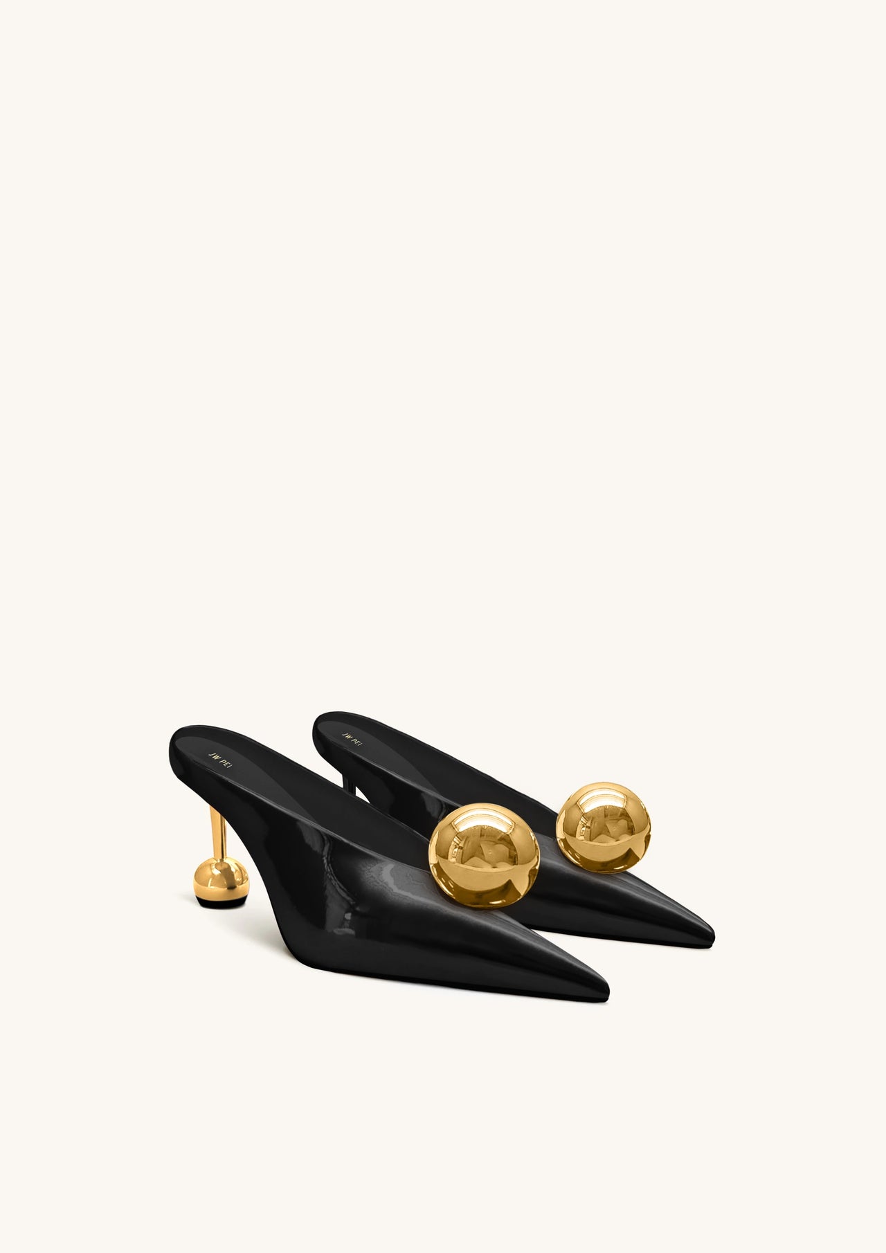 Sofia Mules à Talon Angulaire - Noir & Or