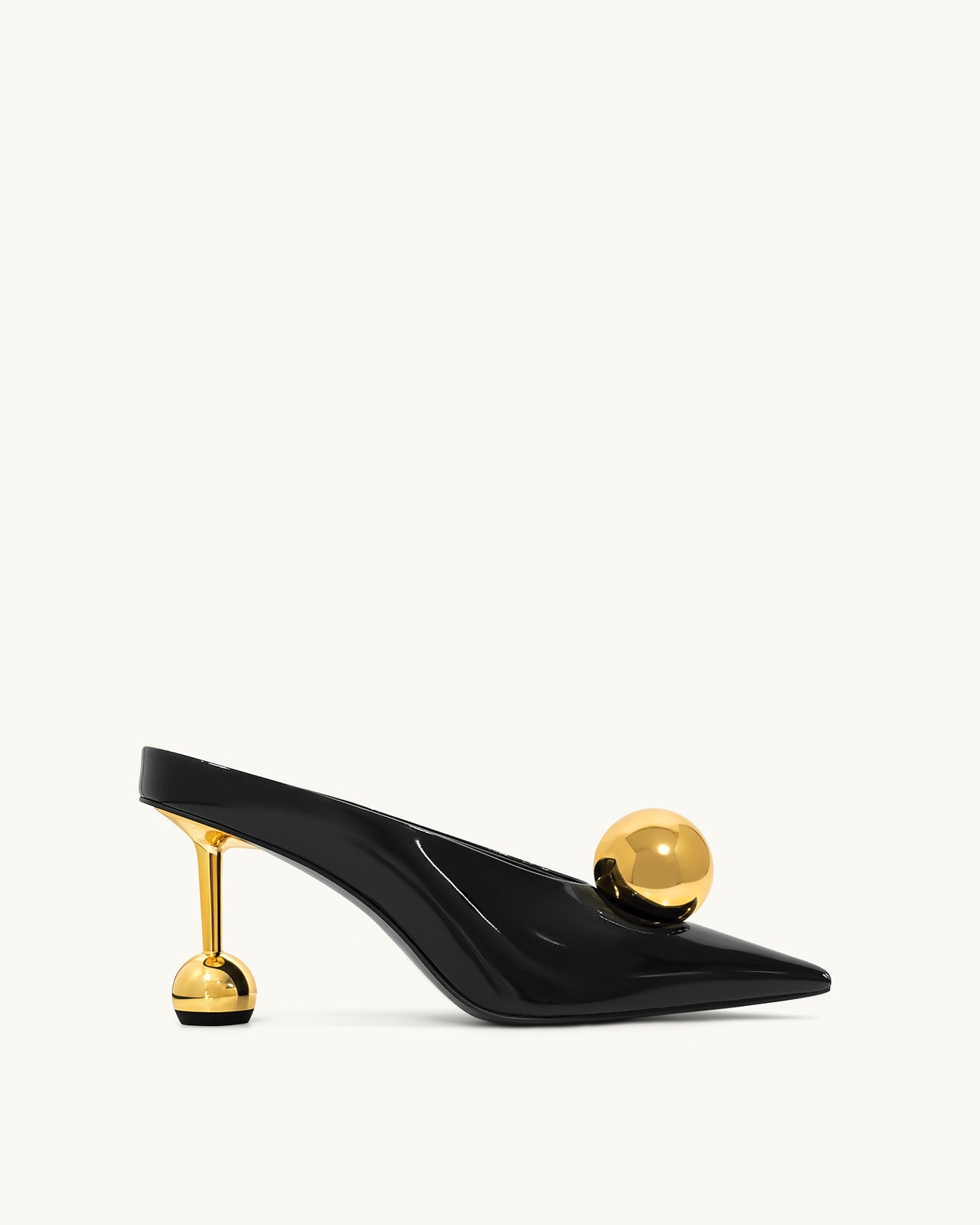 Sofia Mules à Talon Angulaire - Noir & Or