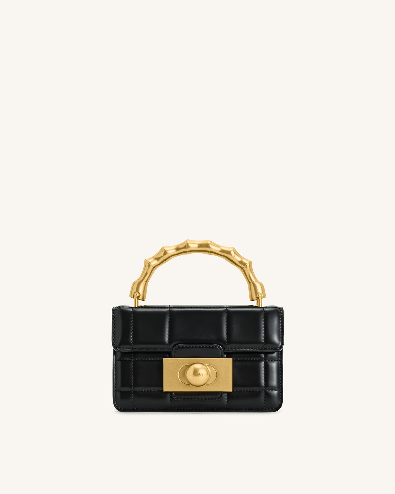 Sac à main Kaia avec poignée en métal et bambou – Noir