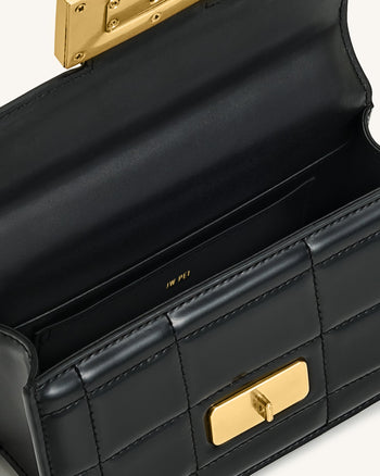 Sac à main Kaia avec poignée en métal et bambou – Noir