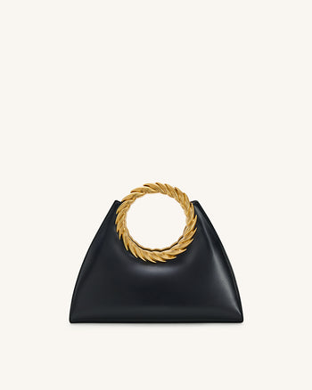 Sac Sculptural Amiya avec Poignée Feuille - Noir