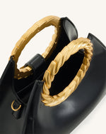 Sac Sculptural Amiya avec Poignée Feuille - Noir