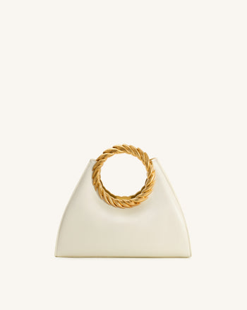 Sac Sculptural Amiya avec Poignée Feuille - Blanc