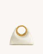 Sac Sculptural Amiya avec Poignée Feuille - Blanc