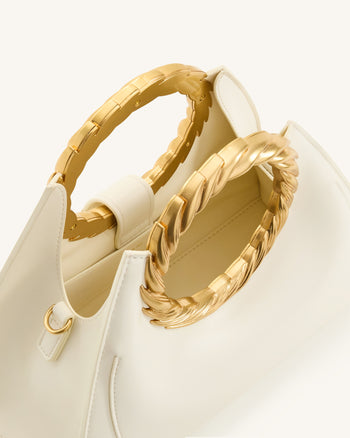 Sac Sculptural Amiya avec Poignée Feuille - Blanc