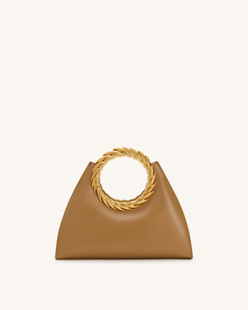 Sac Sculptural Amiya avec Poignée Feuille - Marron
