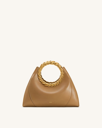 Sac Sculptural Amiya avec Poignée Feuille - Marron